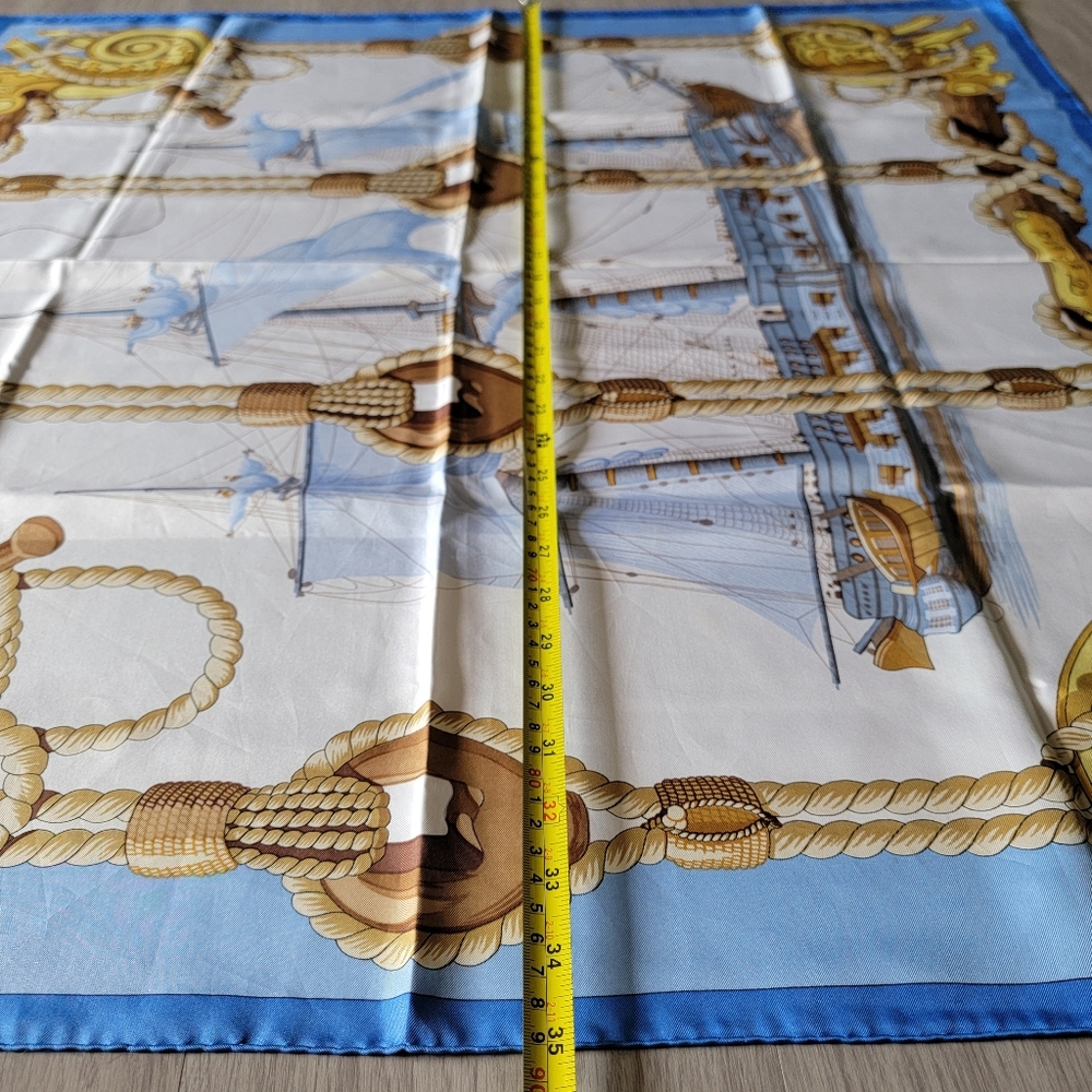 Sale🎉 RARE Authentic HERMES Nautical Themed Silk Scarf - Picture 6 of 9